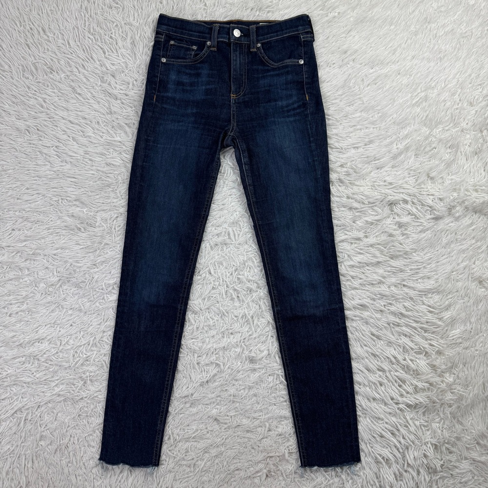 Rag & Bone Pants Womens 24 Blue 10 Inch Ankle Skinny 5 Pocket Casual Denim Jeans - Picture 1 of 13